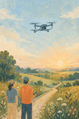 Morning Drone Over Countryside Meadow
