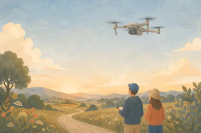 Drone Rising Over Peaceful Countryside Meadow