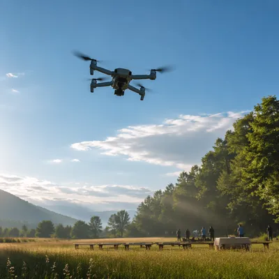 Drone Filming Peaceful Countryside Faith Gathering