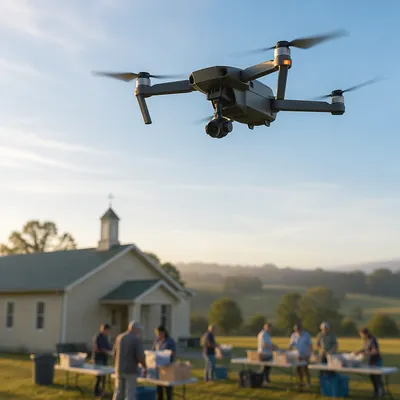 Morning Drone Over Faith Outreach Gathering