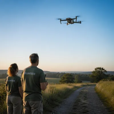 Morning Drone Above Countryside Meadow