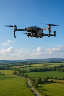 Drone Camera Hovering Above Green Fields