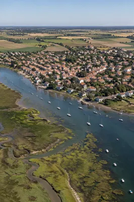 Aerial Drone View of Coastal Village