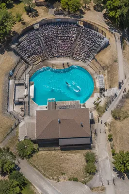 Drone View of Outdoor Aquatic Amphitheater