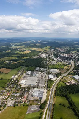 Drone Aerial View of Suburban Farmland
