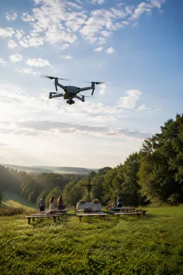 Drone Filming Peaceful Countryside Faith Gathering