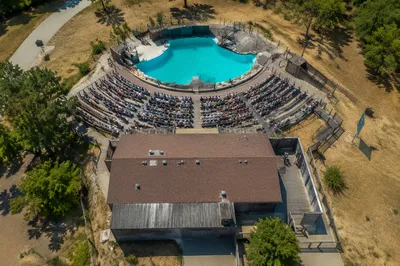 Drone View of Outdoor Aquatic Amphitheater
