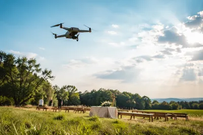 Drone Filming Peaceful Countryside Faith Gathering