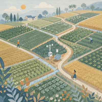 Aerial Farmland with Quiet Agricultural Technology