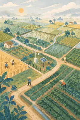 Aerial Farmland with Quiet Agricultural Technology