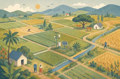 Aerial Farmland with Quiet Agricultural Technology