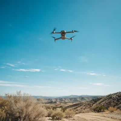Aerial Drone Over Desert Sky