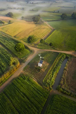 Aerial Farmland with Quiet Agricultural Technology