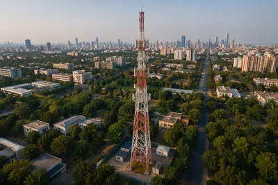 Aerial View of Urban Telecom Tower