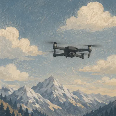 Quadcopter Drone Above Alpine Mountains