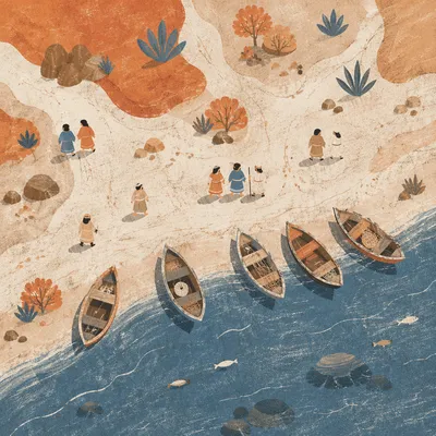 Drone View of Boats on Rust Shoreline