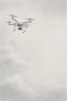 White Drone Hovering in Minimal Overcast Sky