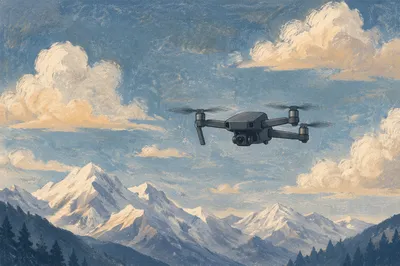 Drone Hovering Above Alpine Cloudscape