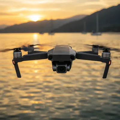 Golden Hour Drone Over Serene Lake