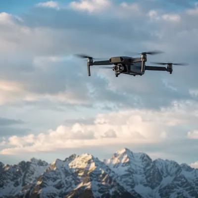 Drone Hovering Over Alpine Mountains