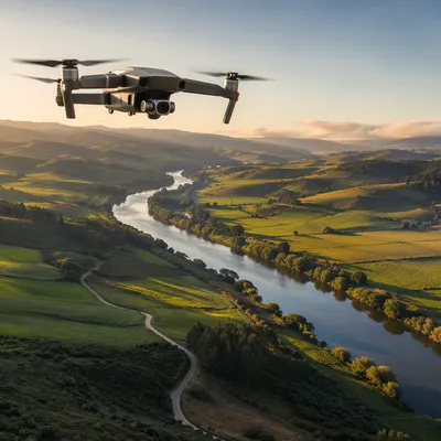 Drone Above Golden Hour Countryside