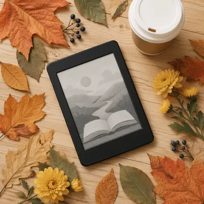 Cozy Ebook Reader with Autumn Coffee