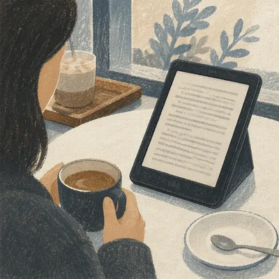 Quiet Café Ebook Reading With Coffee
