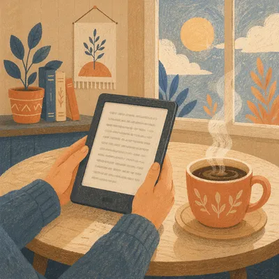 Cozy Ebook Reader and Coffee Moment