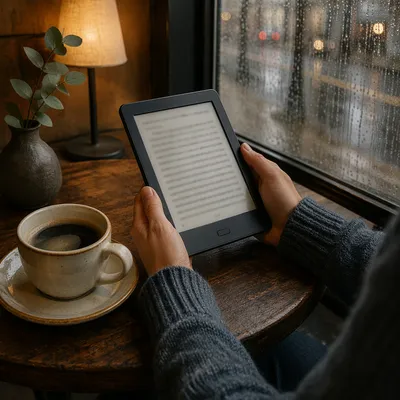 Ebook Reader and Coffee Shop Reading