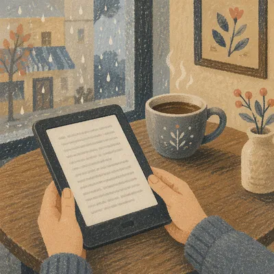Cozy Ebook Reader and Coffee Moment