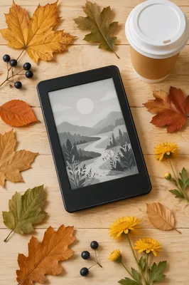 Cozy Autumn Ebook Reader and Coffee