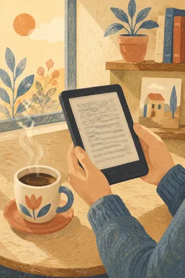 Cozy Ebook Reader and Coffee Moment