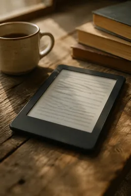 Cozy Ebook Reader and Coffee Table Scene