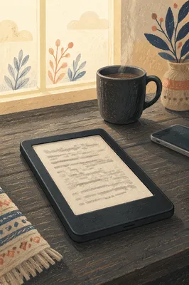 Ebook Reader and Coffee Morning Table