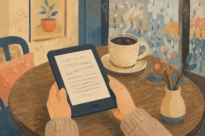 Cozy Ebook Reader and Coffee Moment