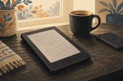 Ebook Reader and Coffee Morning Table