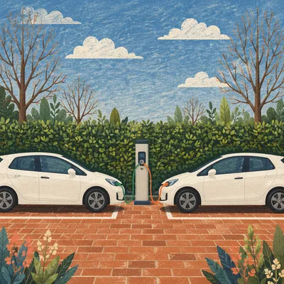 Green Electric Car Charging Station