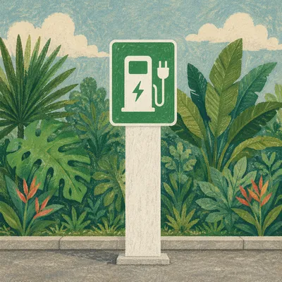 Green Electric Car Charging Station Sign