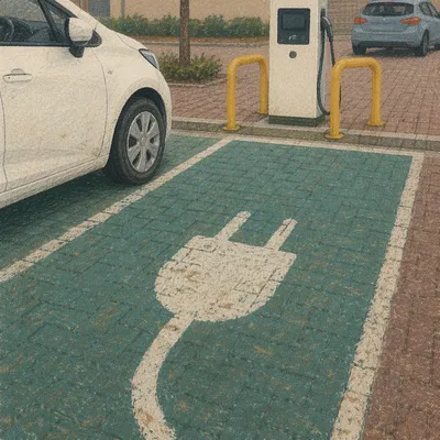 Green Electric Car Charging Bay