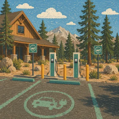 Rustic Green Electric Vehicle Charging Station