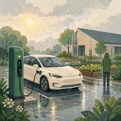 Green EV Charging Near Community Garden