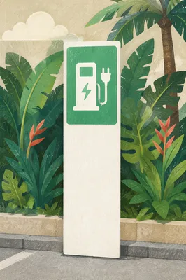 Green Electric Car Charging Station Sign