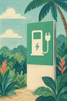 Green Electric Car Charging Station Sign