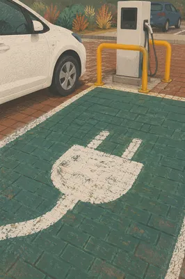 Green Electric Vehicle Charging Bay