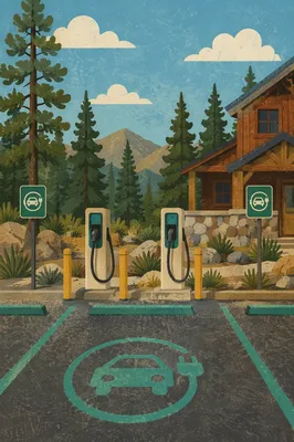 Green EV Charging Station by Pine Lodge