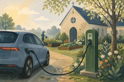 Green EV Charging Beside Chapel Garden