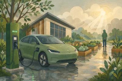 Green EV Charging Near Community Garden