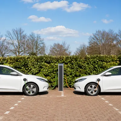 Green Electric Car Charging Station