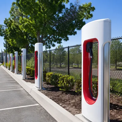 Green Electric Car Charging Station Outdoors