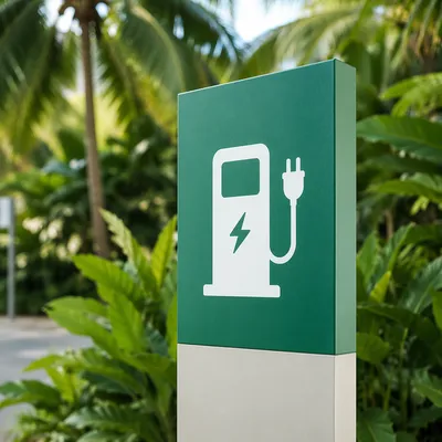 Green Electric Car Charging Station Sign
